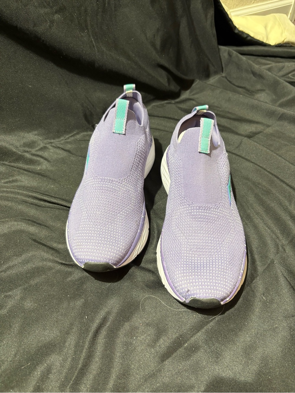Avia Lavender Slip-On Knit Sneakers with Teal Accents